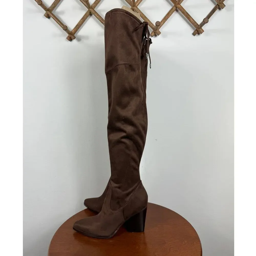 New Marc Fisher LTD Okun Over the Knee Boot in Dark Brown Faux Suede Size 7.5